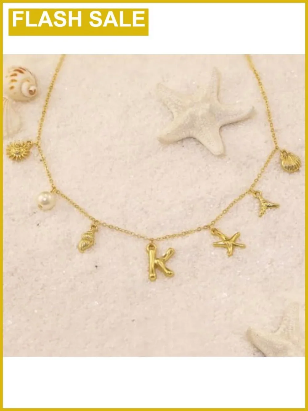 14K Gold Plated Initial R Shell Charm Necklace Adjustable Beach Jewelry